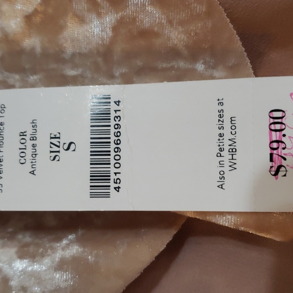 ⭐NWT WHBM Velvet Ruffle Tie Top - Picture 8 of 10